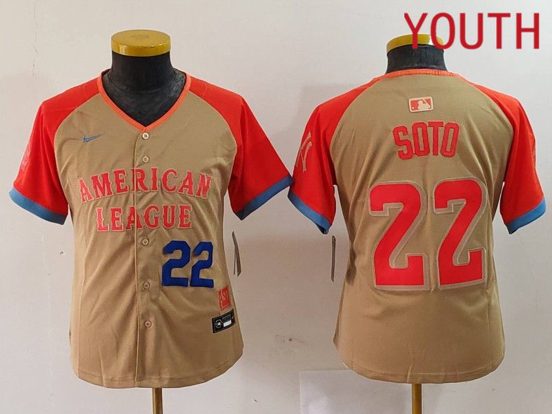 Youth New York Yankees #22 Soto Orange All star 2024 Nike MLB Jersey style 3